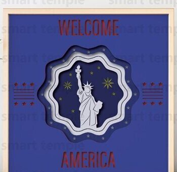 Intra απο ξύλο plywood 3mm-4mm πάχος – Άγαλμα της Ελευθερίας 3d Light Box Δίασταση  20x20 cm INTRAFABR-78982757 - Image 1