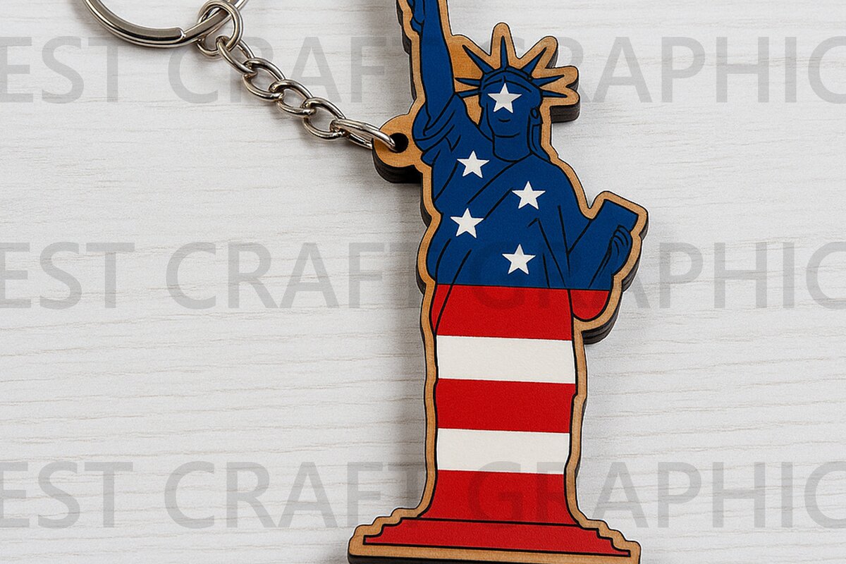 Intra απο ξύλο plywood 3mm-4mm πάχος – Μπρελόκ Άγαλμα της Ελευθερίας Δίασταση  5x5 cm INTRAFABR-122937414