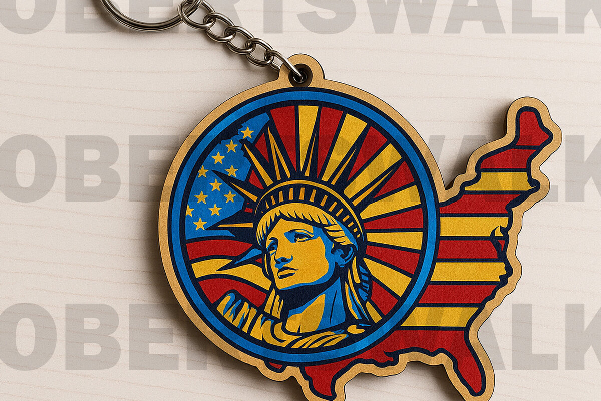 Intra απο ξύλο plywood 3mm-4mm πάχος – Μπρελόκ με λέιζερ Statue of Liberty Δίασταση  5x5 cm INTRAFABR-122403412