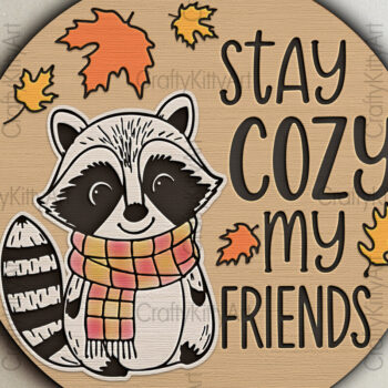 Intra απο ξύλο plywood 3mm-4mm πάχος – Stay Cozy 3D Φθινοπωρινή πινακίδα πόρτας Δίασταση  20x20 cm INTRAFABR-105423278 - Image 1