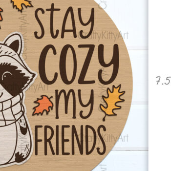 Intra απο ξύλο plywood 3mm-4mm πάχος – Stay Cozy 3D Φθινοπωρινή πινακίδα πόρτας Δίασταση  20x20 cm INTRAFABR-105423278 - Image 2