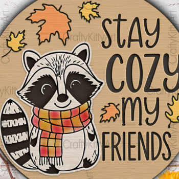 Intra απο ξύλο plywood 3mm-4mm πάχος – Stay Cozy 3D Φθινοπωρινή πινακίδα πόρτας Δίασταση  20x20 cm INTRAFABR-105423278 - Image 4