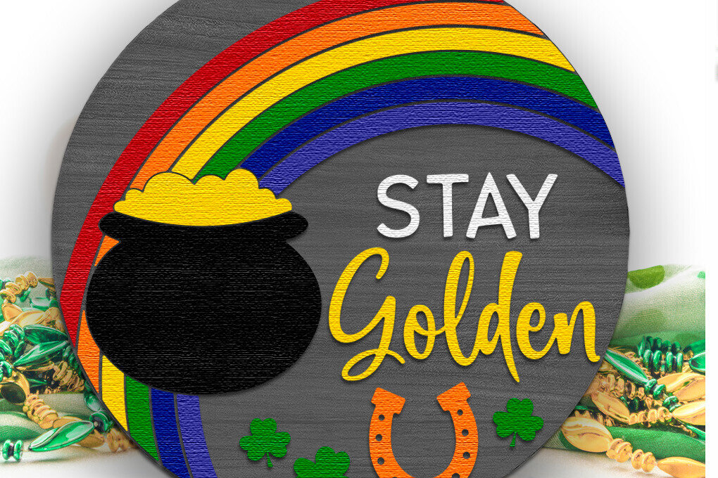 Intra απο ξύλο plywood 3mm-4mm πάχος – Stay Golden, St. Patty's Day Door Δίασταση  20x20 cm INTRAFABR-115527861