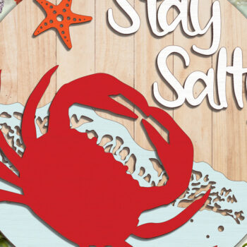 Intra απο ξύλο plywood 3mm-4mm πάχος – Stay Salty Crab Sign - Break Jhon Δίασταση  40x30 cm INTRAFABR-95127716 - Image 1