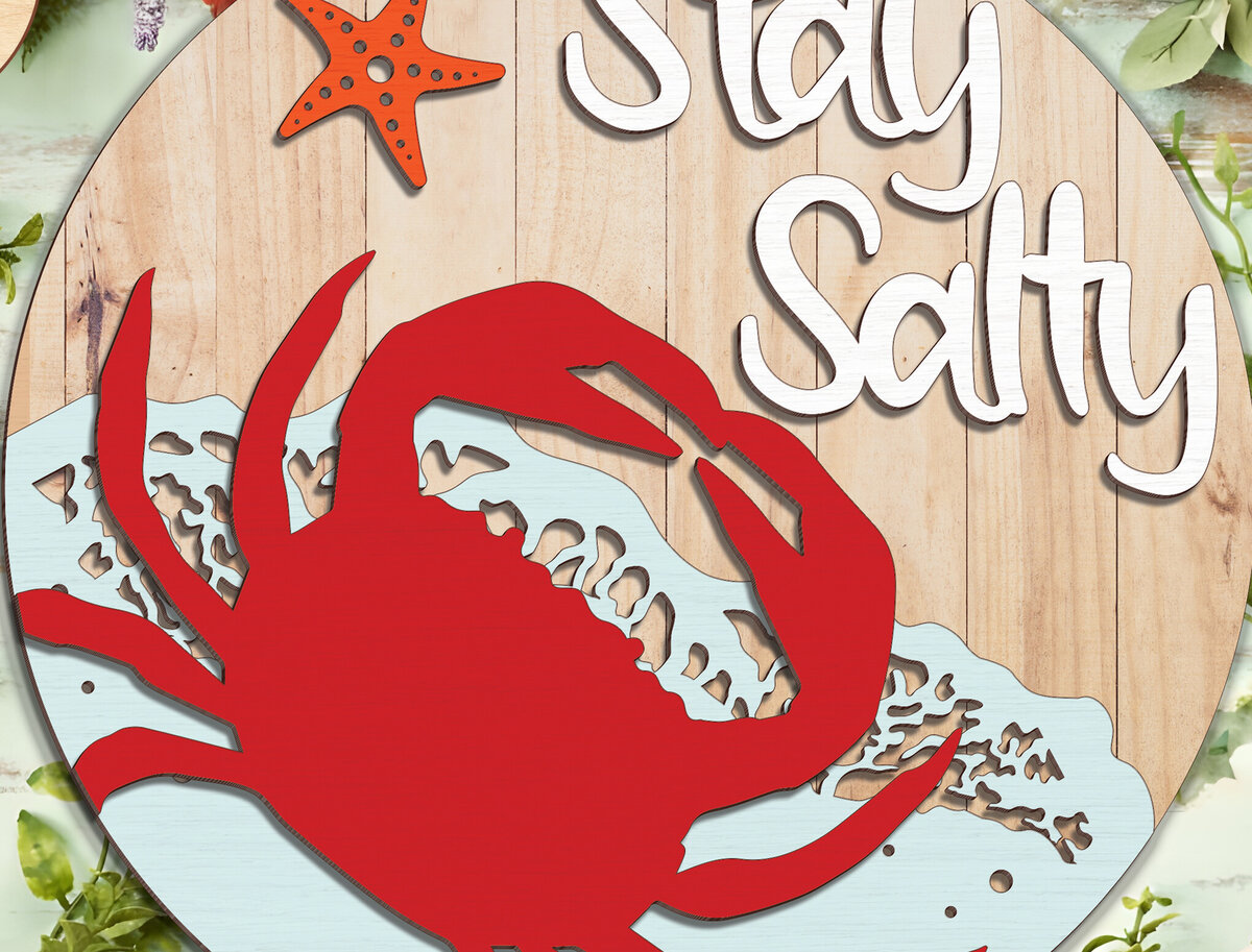 Intra απο ξύλο plywood 3mm-4mm πάχος – Stay Salty Crab Sign - Break Jhon Δίασταση  40x30 cm INTRAFABR-95127716