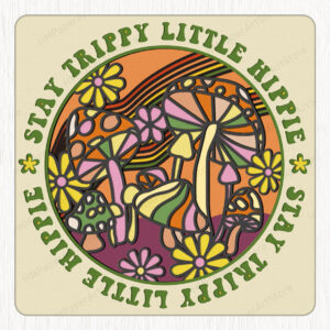 Intra απο ξύλο plywood 3mm-4mm πάχος – Χαρτί κουτιού Stay Trippie Little Hippie 3D Δίασταση  20x20 cm INTRAFABR-80368422