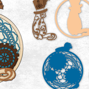 Intra απο ξύλο plywood 3mm-4mm πάχος – Steampunk Cat in a Top Hat Δίασταση  20x20 cm INTRAFABR-27249573 - Image 1