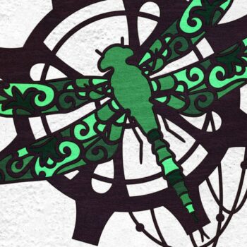 Intra απο ξύλο plywood 3mm-4mm πάχος – Steampunk Dragonfly on a Gear Δίασταση  20x20 cm INTRAFABR-34826470 - Image 1