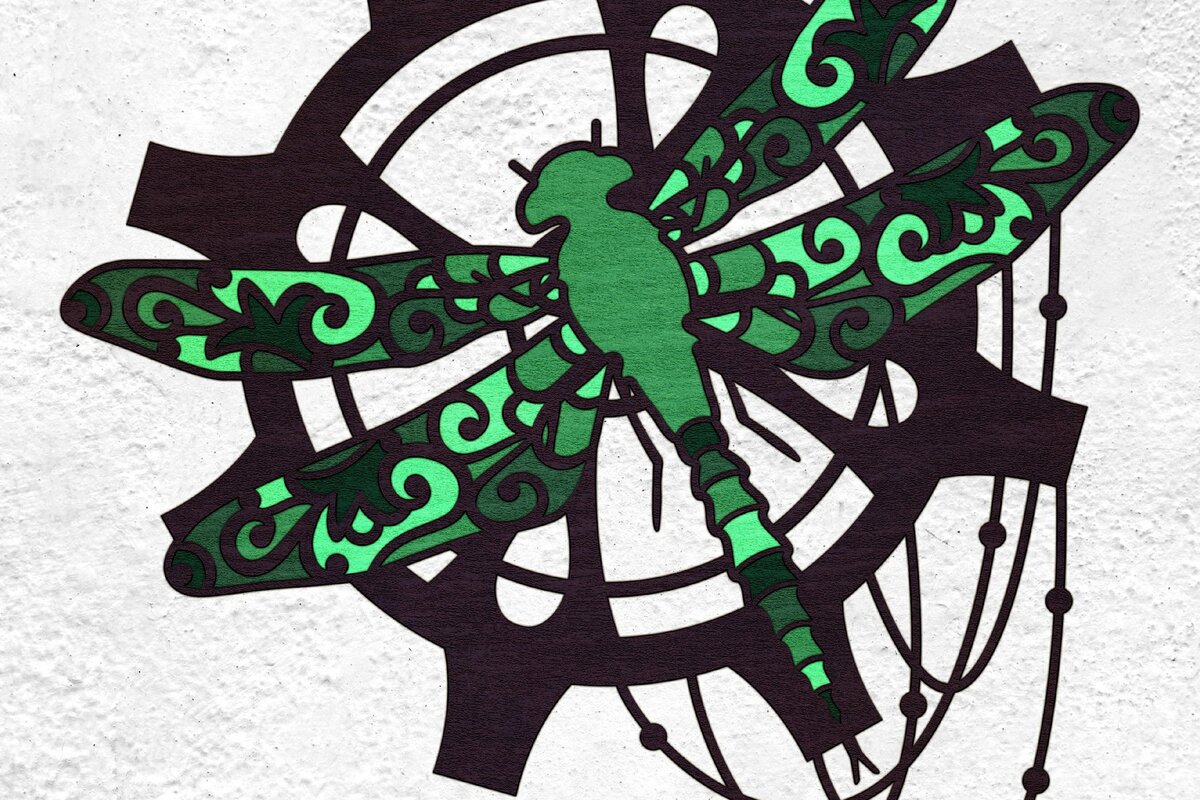 Intra απο ξύλο plywood 3mm-4mm πάχος – Steampunk Dragonfly on a Gear Δίασταση  20x20 cm INTRAFABR-34826470