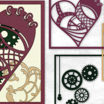 Intra απο ξύλο plywood 3mm-4mm πάχος – Steampunk Heart Δίασταση  20x20 cm INTRAFABR-25633874 - Image 1