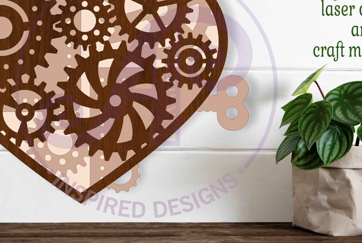 Intra απο ξύλο plywood 3mm-4mm πάχος – Steampunk Heart Layered Cut out Wall Art Δίασταση  40x30 cm INTRAFABR-108200578