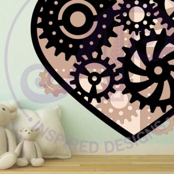 Intra απο ξύλο plywood 3mm-4mm πάχος – Steampunk Heart Layered Cut out Wall Art Δίασταση  40x30 cm INTRAFABR-108200578 - Image 2