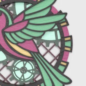 Intra απο ξύλο plywood 3mm-4mm πάχος – Steampunk Hummingbird Δίασταση  20x20 cm INTRAFABR-75596485