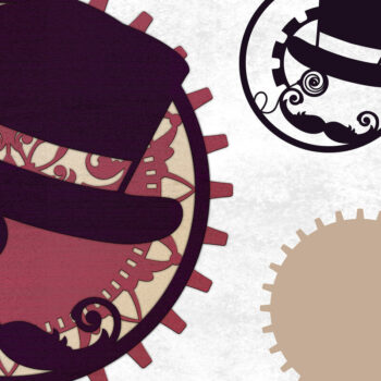 Intra απο ξύλο plywood 3mm-4mm πάχος – Steampunk Tophat και Monocle Δίασταση  20x20 cm INTRAFABR-28849336 - Image 1