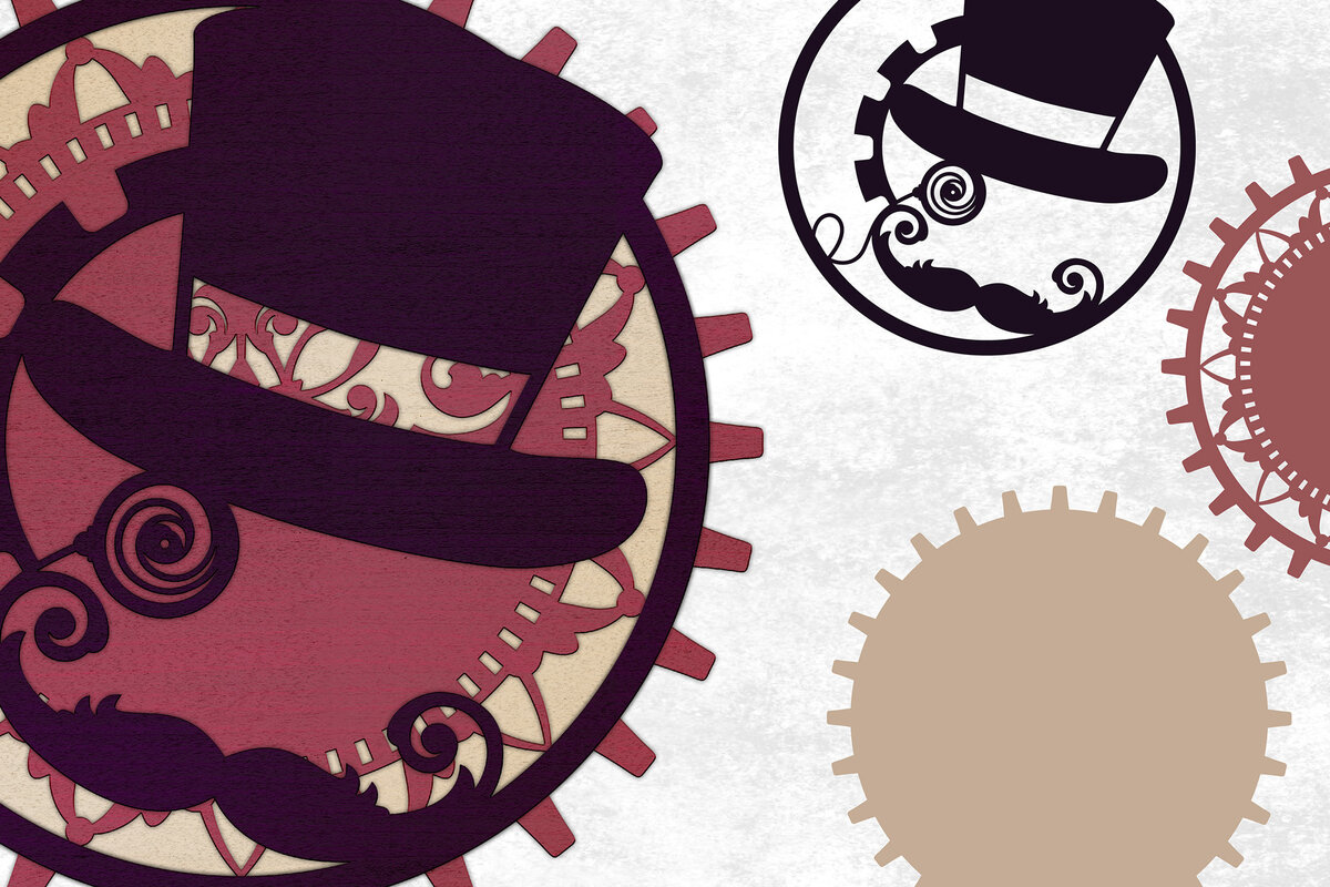 Intra απο ξύλο plywood 3mm-4mm πάχος – Steampunk Tophat και Monocle Δίασταση  20x20 cm INTRAFABR-28849336