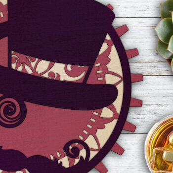 Intra απο ξύλο plywood 3mm-4mm πάχος – Steampunk Tophat και Monocle Δίασταση  20x20 cm INTRAFABR-28849336 - Image 2