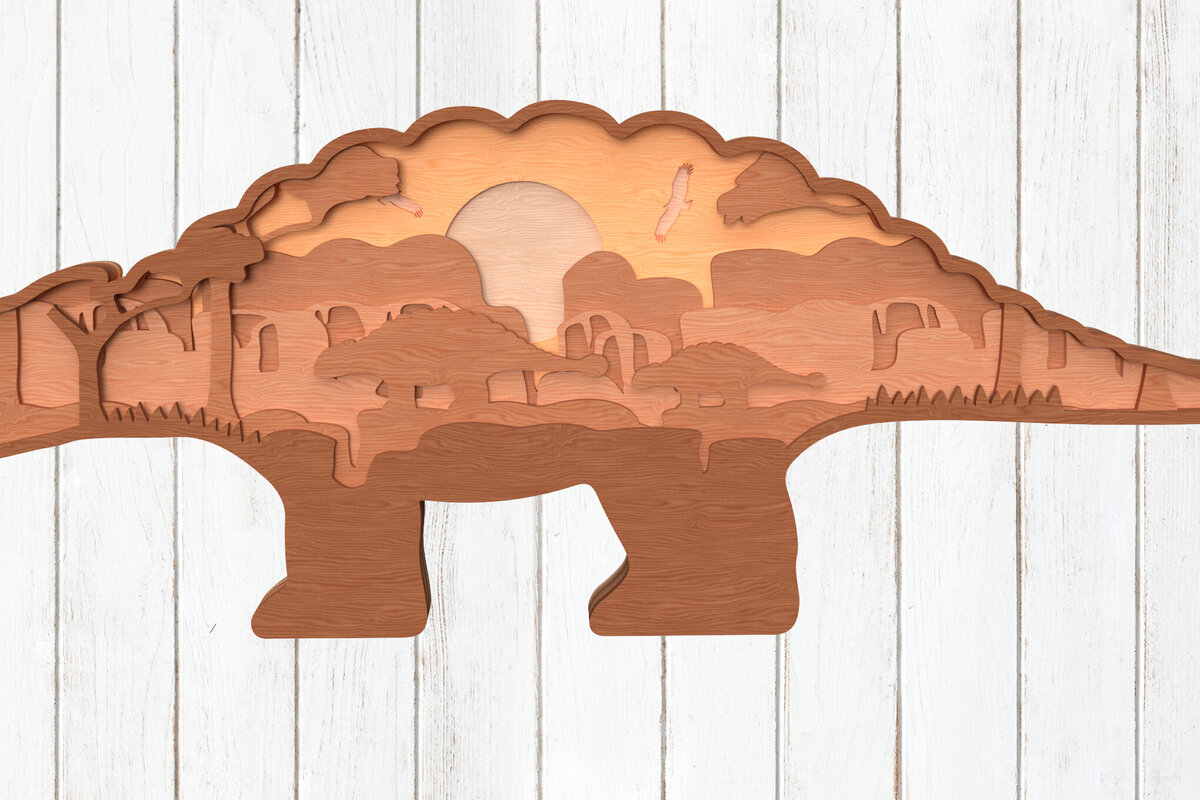 Intra απο ξύλο plywood 3mm-4mm πάχος – Stegosaurus 3D Layered Αρχείο Δίασταση  20x20 cm INTRAFABR-119557564