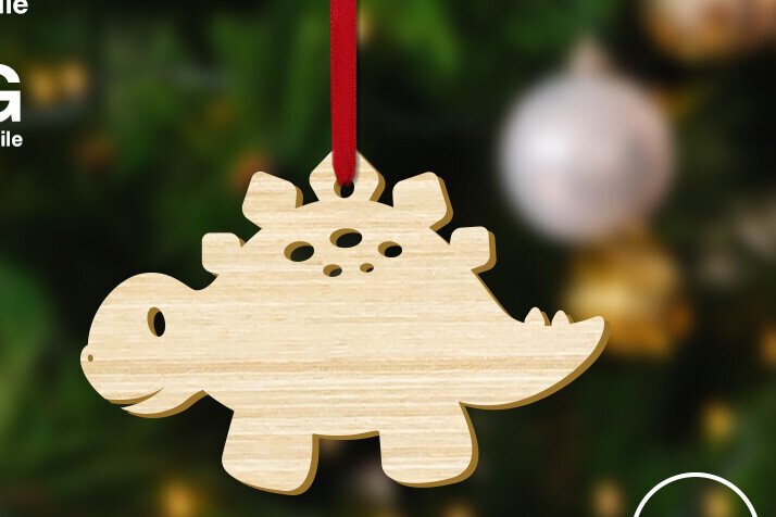 Intra απο ξύλο plywood 3mm-4mm πάχος – Χριστουγεννιάτικο στολίδι Stegosaurus Dinosaur Δίασταση  20x20 cm INTRAFABR-83700756