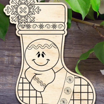 Intra απο ξύλο plywood 3mm-4mm πάχος – Κάλτσα με Gingerbread Man Δίασταση  20x20 cm INTRAFABR-72283093 - Image 1
