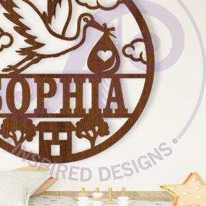 Intra απο ξύλο plywood 3mm-4mm πάχος – Πινακίδα ονόματος Stork New Baby Δίασταση  20x20 cm INTRAFABR-106492387