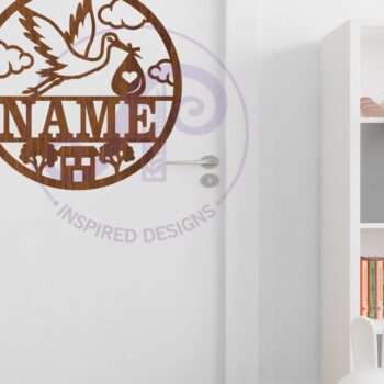 Intra απο ξύλο plywood 3mm-4mm πάχος – Πινακίδα ονόματος Stork New Baby Δίασταση  20x20 cm INTRAFABR-106492387 - Image 3