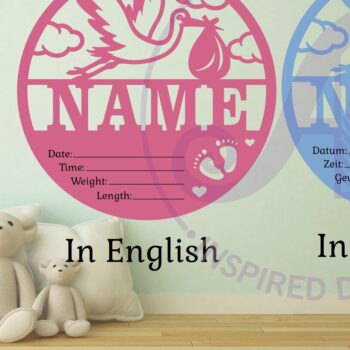 Intra απο ξύλο plywood 3mm-4mm πάχος – Στατιστικά νεογέννητου μωρού πελαργού, πλάκα γέννησης Δίασταση  20x20 cm INTRAFABR-112651278 - Image 2