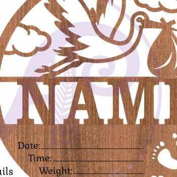 Intra απο ξύλο plywood 3mm-4mm πάχος – Στατιστικά νεογέννητου μωρού πελαργού, πλάκα γέννησης Δίασταση  20x20 cm INTRAFABR-112651278 - Image 4