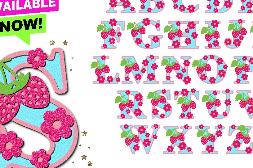 Intra απο ξύλο plywood 3mm-4mm πάχος – Strawberry Alphabet 3D Δίασταση  20x20 cm INTRAFABR-81195527