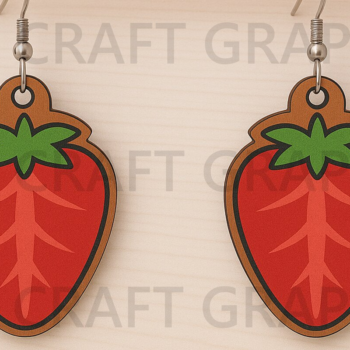 Intra απο ξύλο plywood 3mm-4mm πάχος – Strawberry Earrings Αρχείο Δίασταση  5x5 cm INTRAFABR-123671471 - Image 1