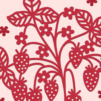 Intra απο ξύλο plywood 3mm-4mm πάχος – Κάρτα Strawberry Papercut Δίασταση  20x20 cm INTRAFABR-10926063 - Image 1