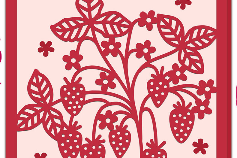 Intra απο ξύλο plywood 3mm-4mm πάχος – Κάρτα Strawberry Papercut Δίασταση  20x20 cm INTRAFABR-10926063