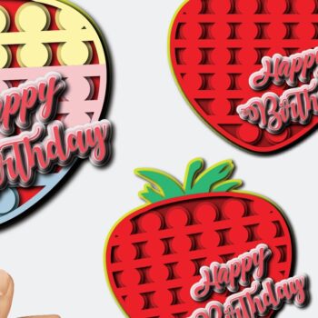 Intra απο ξύλο plywood 3mm-4mm πάχος – Strawberry Pop It 3D Cake Topper Δίασταση  20x20 cm INTRAFABR-36123605 - Image 1