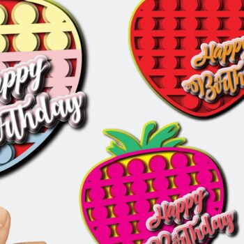 Intra απο ξύλο plywood 3mm-4mm πάχος – Strawberry Pop It 3D Cake Topper Δίασταση  20x20 cm INTRAFABR-36123605 - Image 2