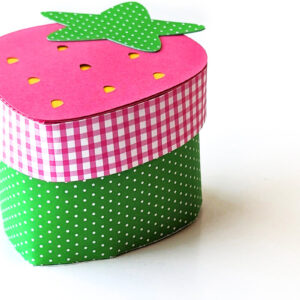 Intra απο ξύλο plywood 3mm-4mm πάχος – Στρογγυλό κουτί δώρου φράουλα με καπάκι Δίασταση  20x20 cm INTRAFABR-102079362