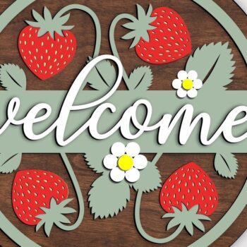 Intra απο ξύλο plywood 3mm-4mm πάχος – Strawberry Welcome Sign Αρχείο Δίασταση  40x30 cm INTRAFABR-65629430 - Image 1