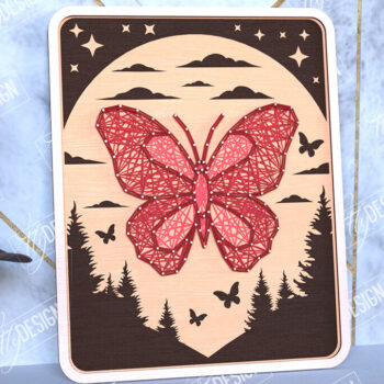 Intra απο ξύλο plywood 3mm-4mm πάχος – String Art Butterfly | Κλωστές ζωγραφικής Δίασταση  20x20 cm INTRAFABR-98700903 - Image 1