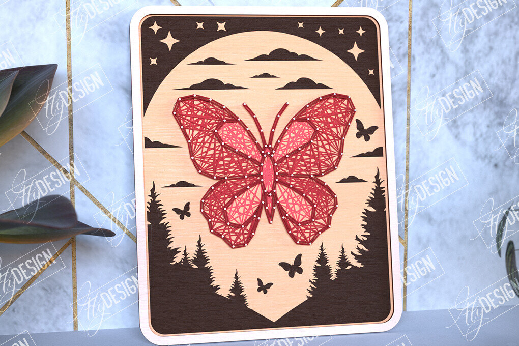 Intra απο ξύλο plywood 3mm-4mm πάχος – String Art Butterfly | Κλωστές ζωγραφικής Δίασταση  20x20 cm INTRAFABR-98700903