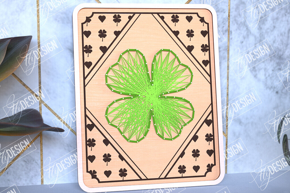 Intra απο ξύλο plywood 3mm-4mm πάχος – String Art Clover | Κλωστές ζωγραφικής Δίασταση  20x20 cm INTRAFABR-98700941