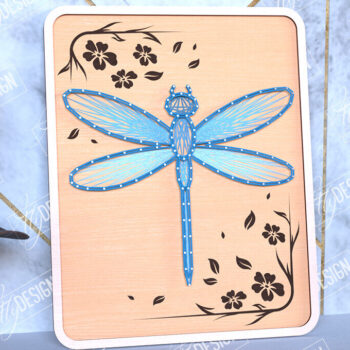 Intra απο ξύλο plywood 3mm-4mm πάχος – String Art Dragonfly | Κλωστές ζωγραφικής Δίασταση  20x20 cm INTRAFABR-98700917 - Image 1