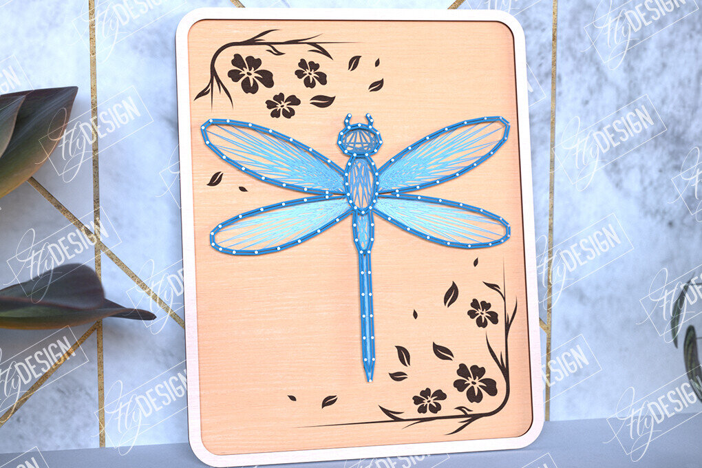Intra απο ξύλο plywood 3mm-4mm πάχος – String Art Dragonfly | Κλωστές ζωγραφικής Δίασταση  20x20 cm INTRAFABR-98700917