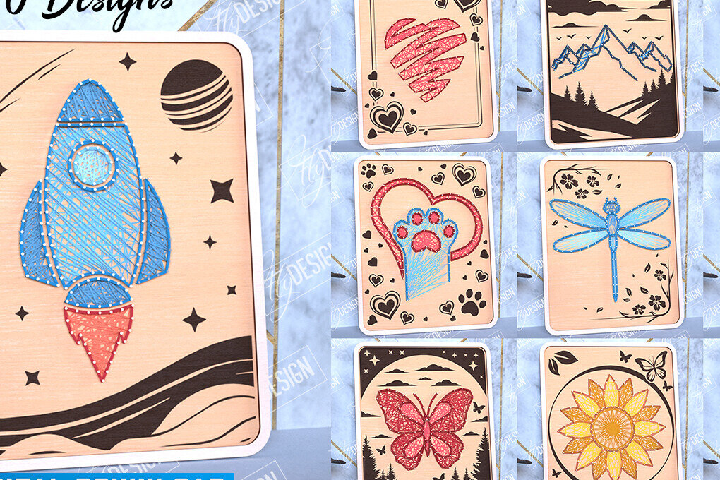 Intra απο ξύλο plywood 3mm-4mm πάχος – Πακέτο σχεδίασης String Art| CNC Δίασταση  20x20 cm INTRAFABR-98701013