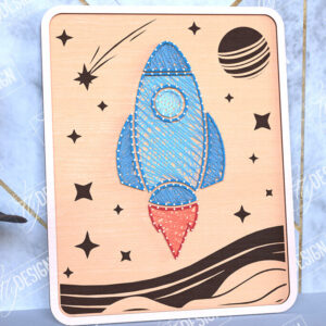 Intra απο ξύλο plywood 3mm-4mm πάχος – String Art Rocket | Κλωστές ζωγραφικής Δίασταση  20x20 cm INTRAFABR-98700958