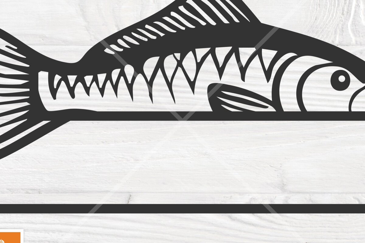 Intra απο ξύλο plywood 3mm-4mm πάχος – Μονόγραμμα ριγέ ψαριού – Custom Fish Δίασταση  20x20 cm INTRAFABR-125118773