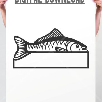 Intra απο ξύλο plywood 3mm-4mm πάχος – Μονόγραμμα ριγέ ψαριού – Custom Fish Δίασταση  20x20 cm INTRAFABR-125118773 - Image 2