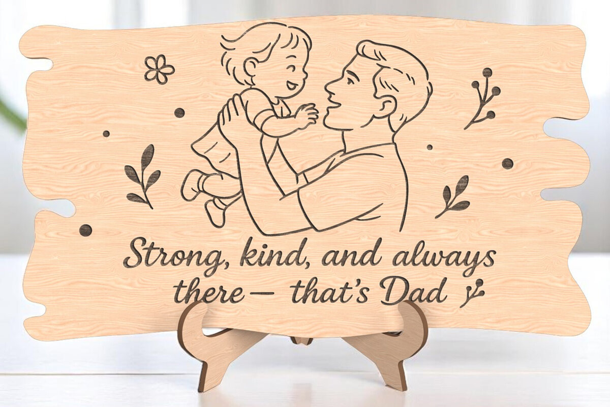 Intra απο ξύλο plywood 3mm-4mm πάχος – Δυνατός και ευγενικός μπαμπάς Plaque Δίασταση  20x20 cm INTRAFABR-121486757