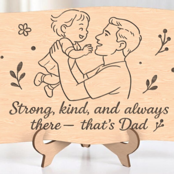 Intra απο ξύλο plywood 3mm-4mm πάχος – Δυνατός και ευγενικός μπαμπάς Plaque Δίασταση  20x20 cm INTRAFABR-121486757 - Image 2