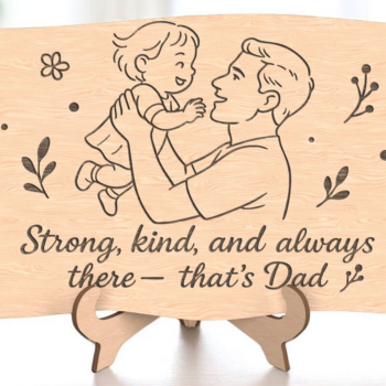 Intra απο ξύλο plywood 3mm-4mm πάχος – Δυνατός και ευγενικός μπαμπάς Plaque Δίασταση  20x20 cm INTRAFABR-121486757 - Image 4