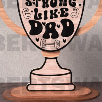 Intra απο ξύλο plywood 3mm-4mm πάχος – Strong Like Dad Trophy Δίασταση  20x20 cm INTRAFABR-122014309 - Image 1