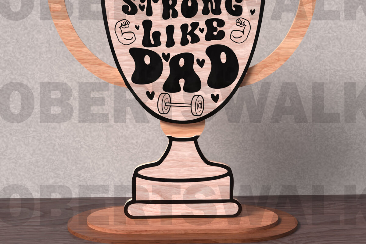 Intra απο ξύλο plywood 3mm-4mm πάχος – Strong Like Dad Trophy Δίασταση  20x20 cm INTRAFABR-122014309