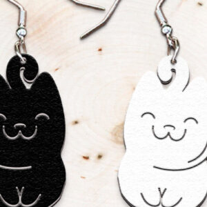 Intra απο ξύλο plywood 3mm-4mm πάχος – Σκουλαρίκια γάτα Stud Cat. Δίασταση 5x5 cm INTRAFABR-120123188